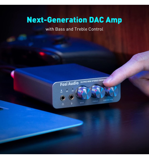 Fosi Audio K5 Pro — kompaktowy DAC/AMP gamingowy z USB-C i wejściem optycznym