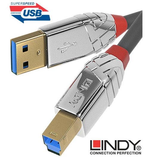 Kabel USB 3.1 A - B Cromo Line Lindy 36663 - 3m