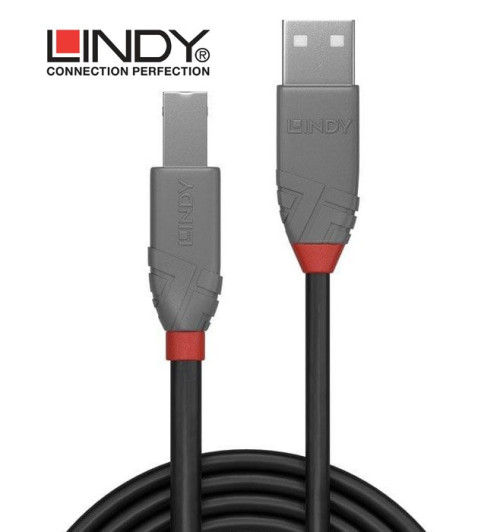Lindy 36671 kabel USB 2.0 A – B Anthra Line  - 0.5 m