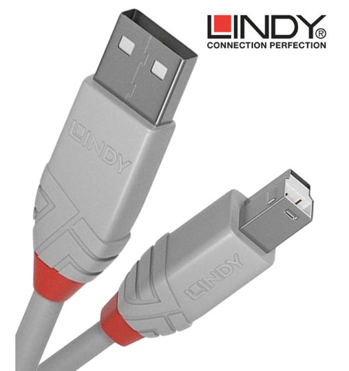 Lindy 36684 kabel USB 2.0 A – B Anthra Line szary - 3 m