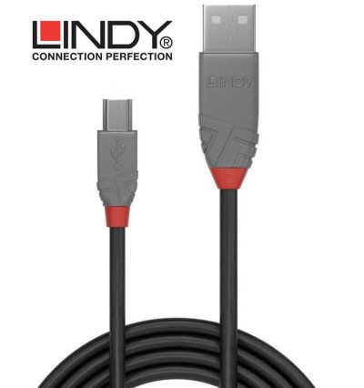 Lindy 36722 kabel USB 2.0 A – mini USB B Anthra Line  - 1 m