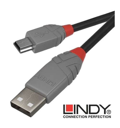 Lindy 36725 kabel USB 2.0 A – mini USB B Anthra Line  - 5 m