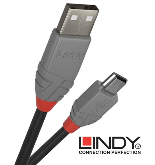 Lindy 36725 kabel USB 2.0 A – mini USB B Anthra Line  - 5 m