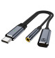 Adapter słuchawkowy USB-C do 3,5mm Jack + USB-C PD100W 20V/5A - WireWay WW332506