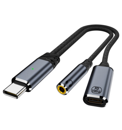 Adapter słuchawkowy USB-C do 3,5mm Jack + USB-C PD100W 20V/5A - WireWay WW332506