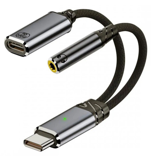 Adapter słuchawkowy USB-C do 3,5mm Jack + USB-C PD100W 20V/5A - WireWay WW332506
