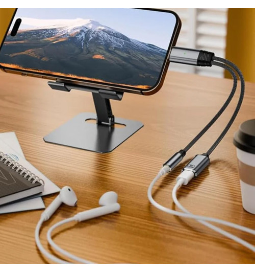 Adapter słuchawkowy USB-C do 3,5mm Jack + USB-C PD100W 20V/5A - WireWay WW332506