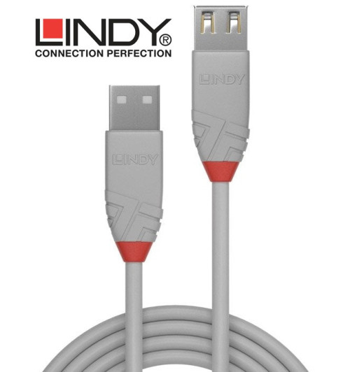 Lindy 36712 przedłużacz USB A 2.0 Anthra Line szary - 1 m