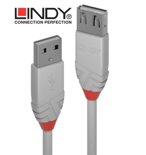 Lindy 36715 przedłużacz USB A 2.0 Anthra Line szary - 5 m