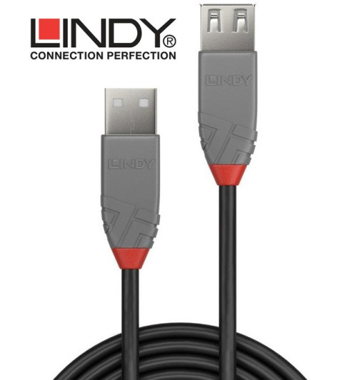 Lindy 36703 przedłużacz USB A 2.0 Anthra Line - 2 m