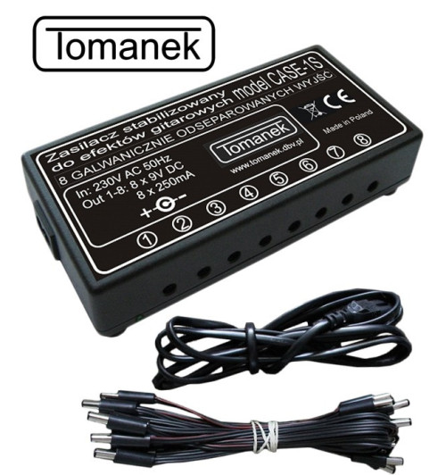 Tomanek Case-1S - Stabilizowany zasilacz 9V DC z separacją do 8 efektów gitarowych