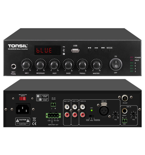 Tonsil WLM-250UB - Wzmacniacz miksujący z USB, FM i Bluetooth