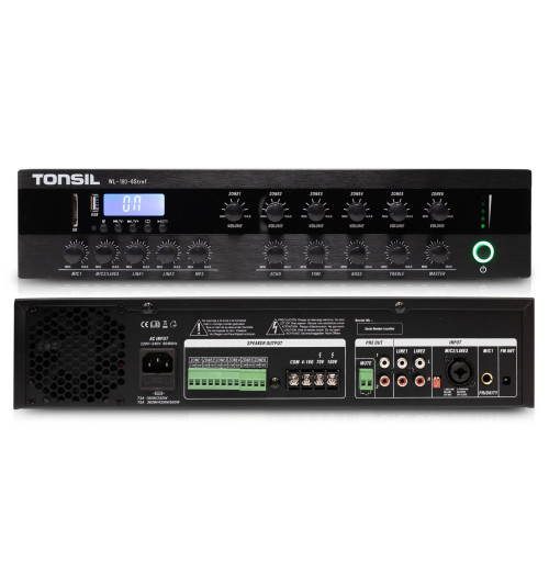 Tonsil WL-180W - 6-strefowy wzmacniacz instalacyjny 70V/100V z Bluetooth