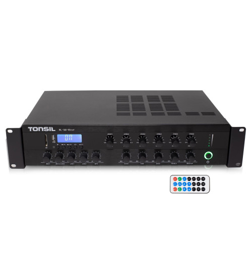 Tonsil WL-500W - 6-strefowy wzmacniacz instalacyjny z Bluetooth, USB, SD i FM