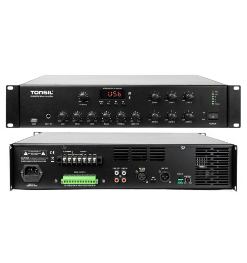 Tonsil WLM-450W 6-strefowy wzmacniacz miksujący PA z USB i Bluetooth | WYSYŁKA 24h