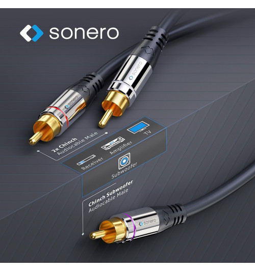 Sonero SAC900 - Kabel subwooferowy typu Y 1x RCA - 2x RCA