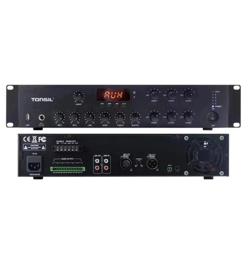 Tonsil WL-5450 - Profesjonalny 6-strefowy wzmacniacz miksujący PA z Bluetooth i USB