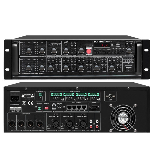 Tonsil WM-912 - Profesjonalny 4-strefowy wzmacniacz matrycowy z Bluetooth i USB