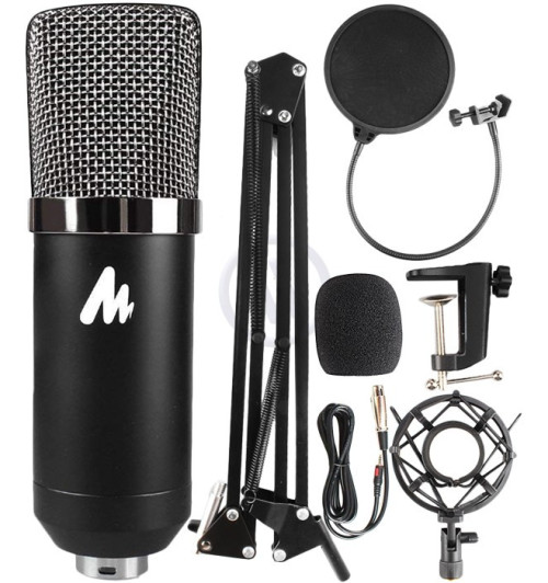 Mikrofon Maono XLR + statyw + POP filtr + kosz antywibracyjny