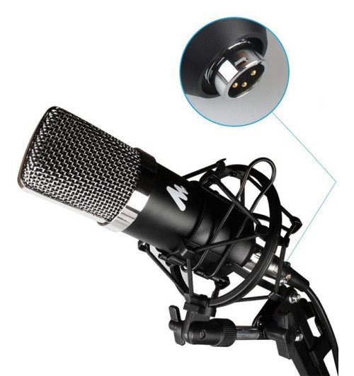 Mikrofon Maono XLR + statyw + POP filtr + kosz antywibracyjny