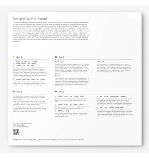 Unitra WT-2 - Winylowa płyta testowa 12" Labolatory Edition