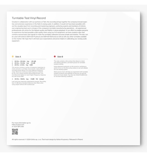 Unitra WT-1 - Winylowa płyta testowa 12" Standard Edition