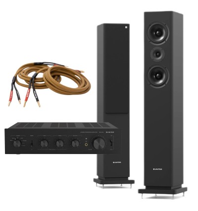 Zestaw Unitra Direct Z2: wzmacniacz WSH-605 + kolumny ZGB-601 + kable głośnikowe KG25-01