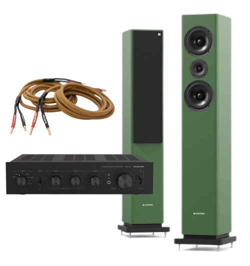 Zestaw Unitra Direct Z2: wzmacniacz WSH-605 + kolumny ZGB-601 + kable głośnikowe KG25-01