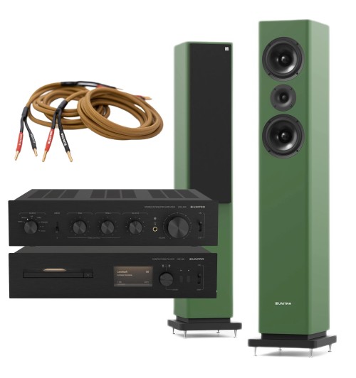 Zestaw Unitra Direct Z3: wzmacniacz WSH-605 + odtwarzacz CD CSH-801 + kolumny ZGB-601 + kable głośnikowe KG25-01