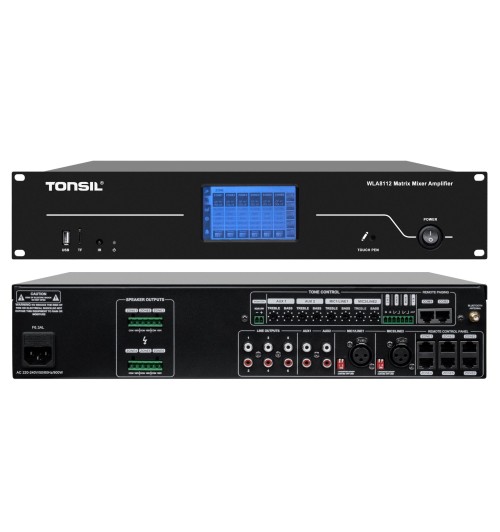 Tonsil WLA-8112 - Profesjonalny 6-strefowy wzmacniacz matrycowy PA z Bluetooth