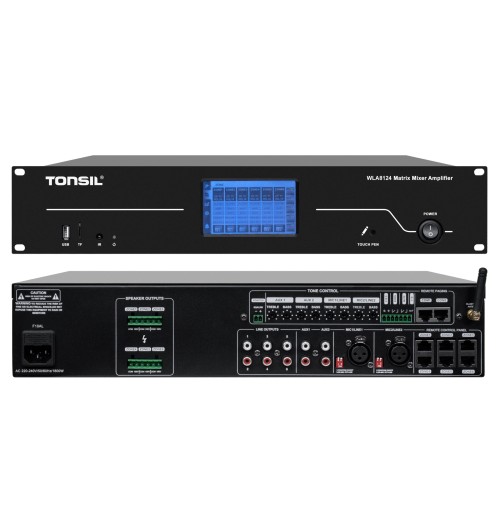 Tonsil WLA-8124 - Profesjonalny 6-strefowy wzmacniacz matrycowy PA 100V z Bluetooth