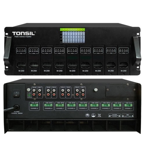 Tonsil WM-9080 - Profesjonalny 8-kanałowy wzmacniacz instalacyjny PA 100V