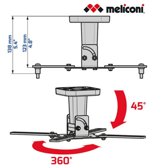 Meliconi Slimstyle Pro 100 – Uniwersalny uchwyt sufitowy do projektorów
