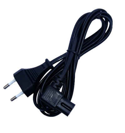 Kabel sieciowy zasilający Euro Ósemka kątowy 1.8m - Czarny