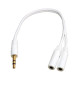 Rozdzielacz 2x gniazdo na 1x wtyk jack 3.5mm slim - biały