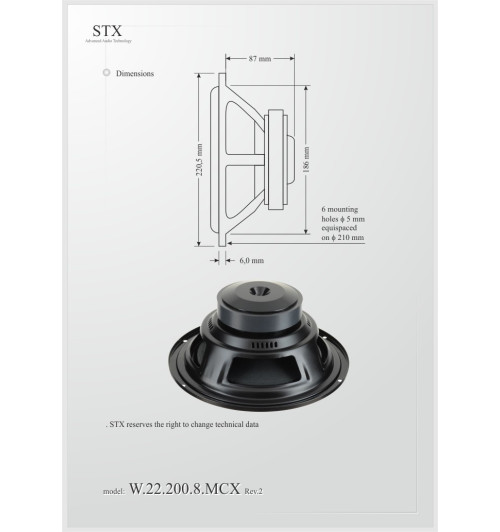 Głośnik niskotonowy STX W.22.200.8.MCX v2