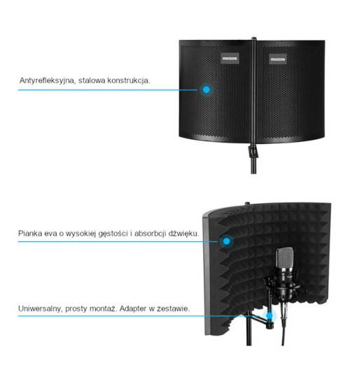 Mozos MSHIELD – Przenośna kabina akustyczna, ekran studyjny