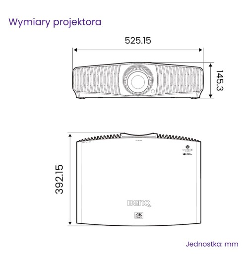 BenQ W5850 - Laserowy projektor kina domowego 4K 2600lm 100% DCI-P3