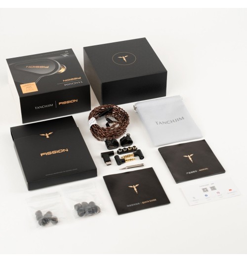 Tanchjim Fission Black - Słuchawki dokanałowe HiFi z wymiennymi wtykami 3.5mm, 4.4mm i USB-C