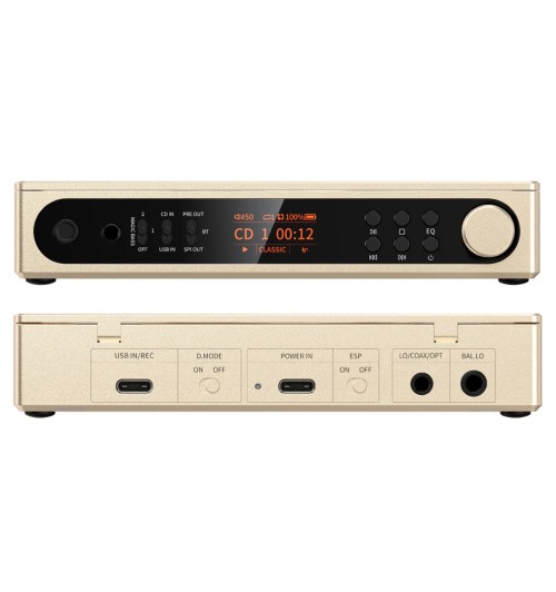 FiiO DM15 R2R Titanium Gold Limited - Przenośny odtwarzacz CD z Bluetooth 5.4