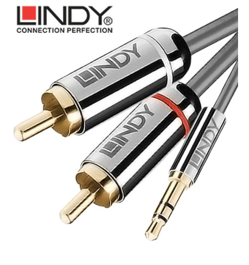 Lindy Cromo Line 35337 – Kabel mini Jack 3.5mm – 2x RCA – 10m