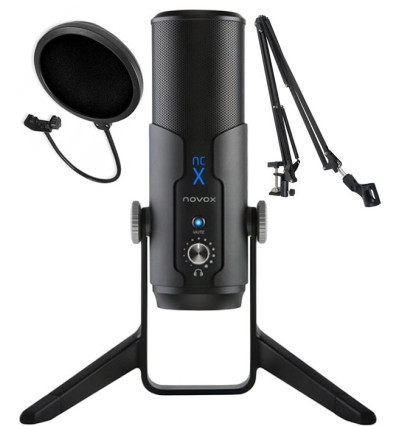 Mikrofon Novox NC-X + statyw biurkowy + pop filtr