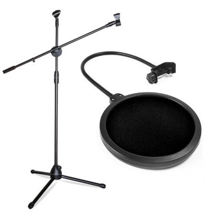 Pop Filtr Mikrofonowy PS1 + Statyw mikrofonowy 2m KH38 - Zestaw SAIBU