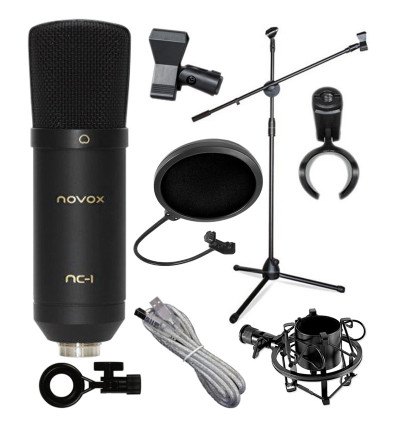 Mikrofon NOVOX NC-1 + POP filtr + stojak + kosz antywibracyjny