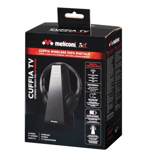 Meliconi HP Digital - Bezprzewodowe słuchawki nauszne do telewizora