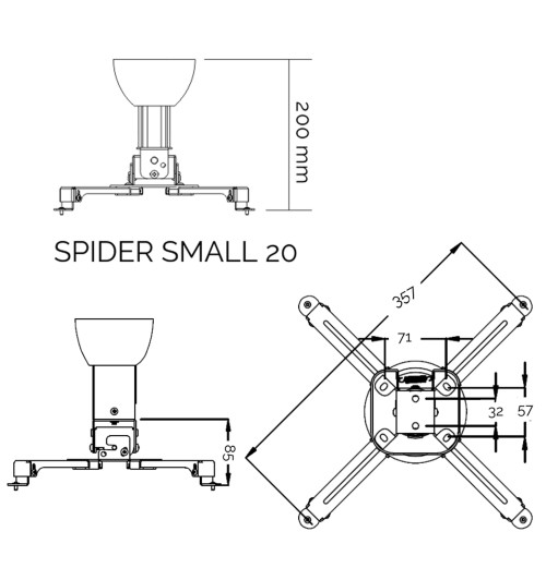 Uchwyt sufitowy do projektora Suprema SPIDER SMALL 20
