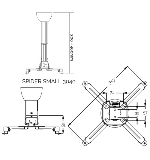 Uchwyt sufitowy do projektora Suprema SPIDER SMALL 3040