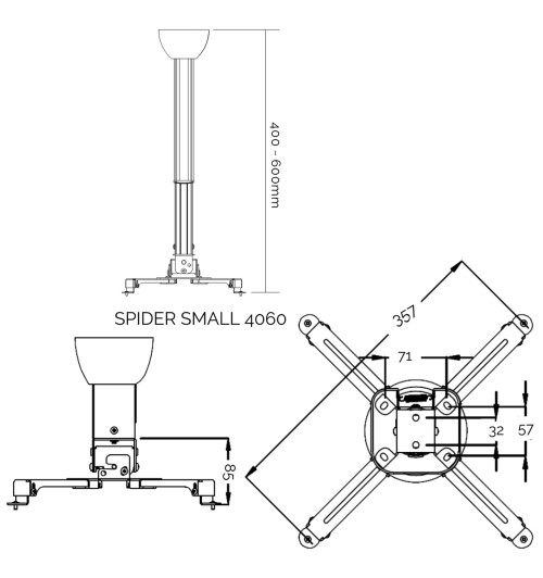 Uchwyt sufitowy do projektora Suprema SPIDER SMALL 4060