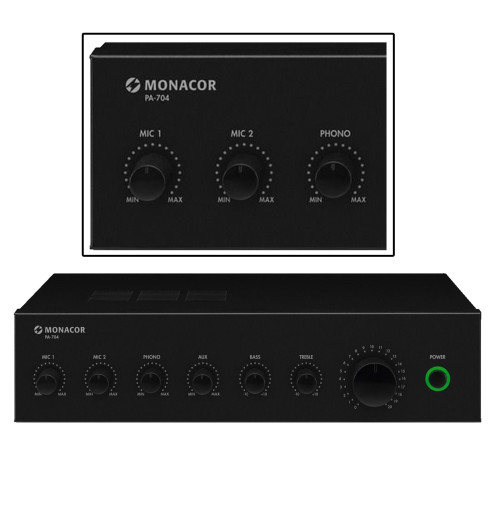 MONACOR PA-704 - Wzmacniacz miksujący PA, mono
