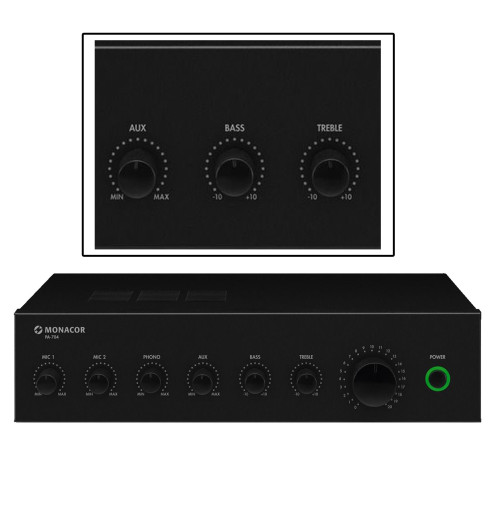 MONACOR PA-704 - Wzmacniacz miksujący PA, mono
